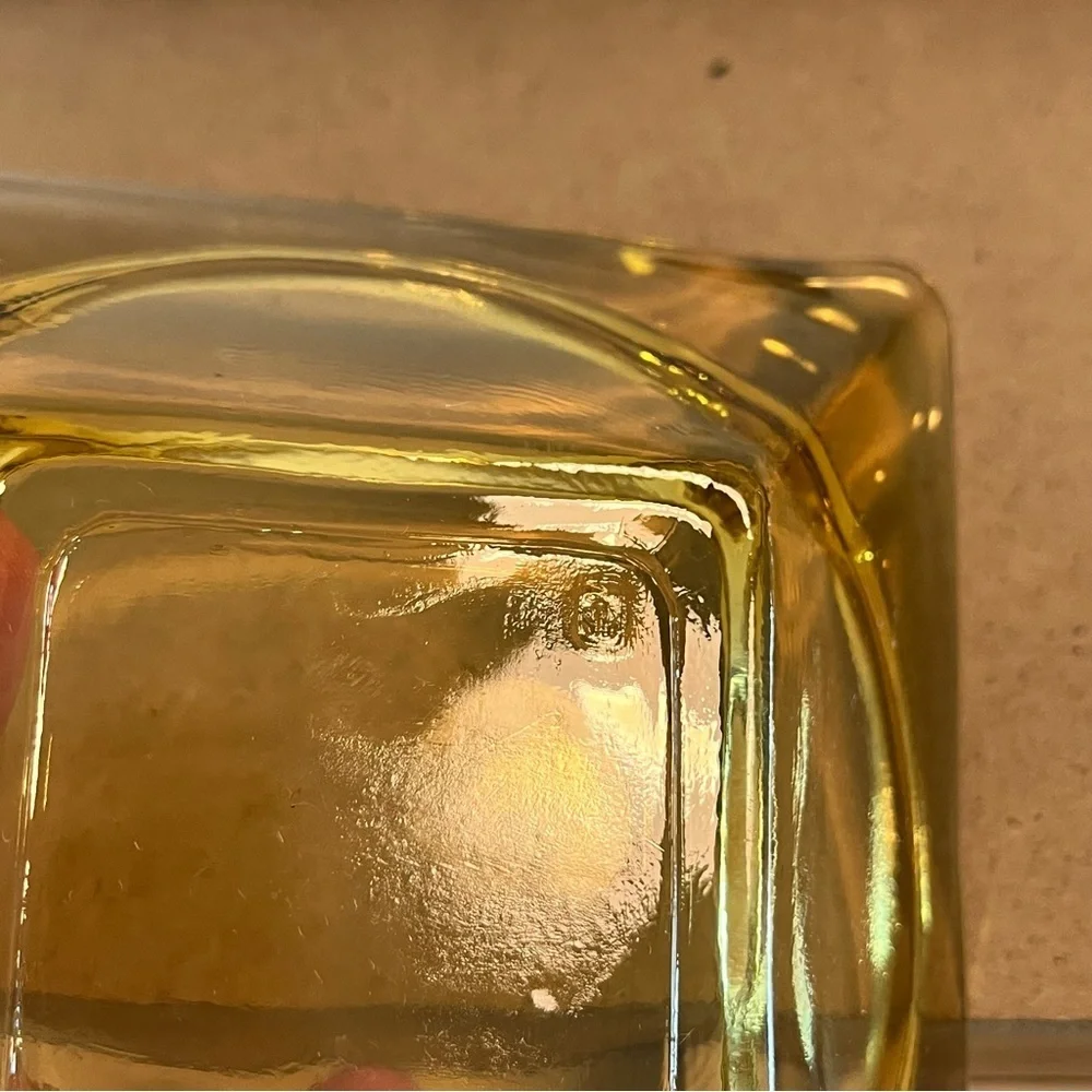 Vintage Signed Anchor Hocking Amber Glass Ashtray
